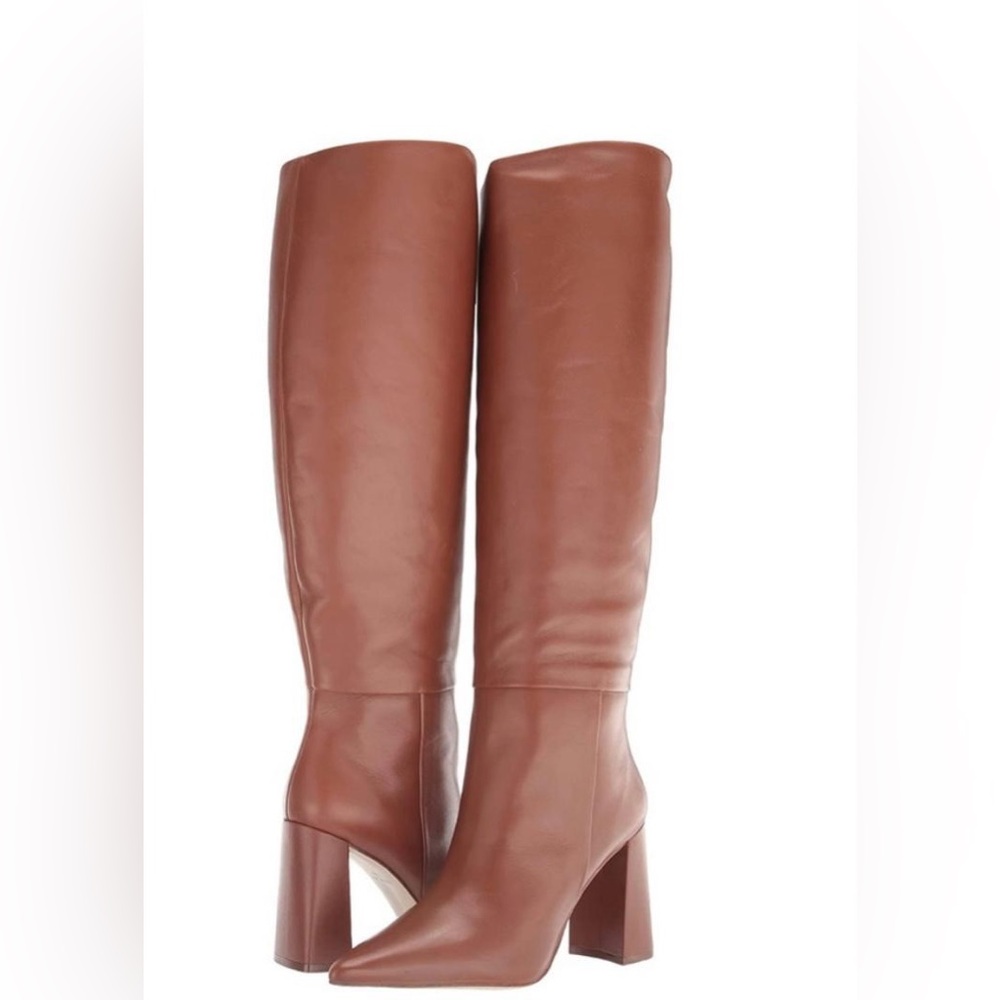Steve Madden Handles Leather Knee High Heeled Boots in Cognac Brown - NWT